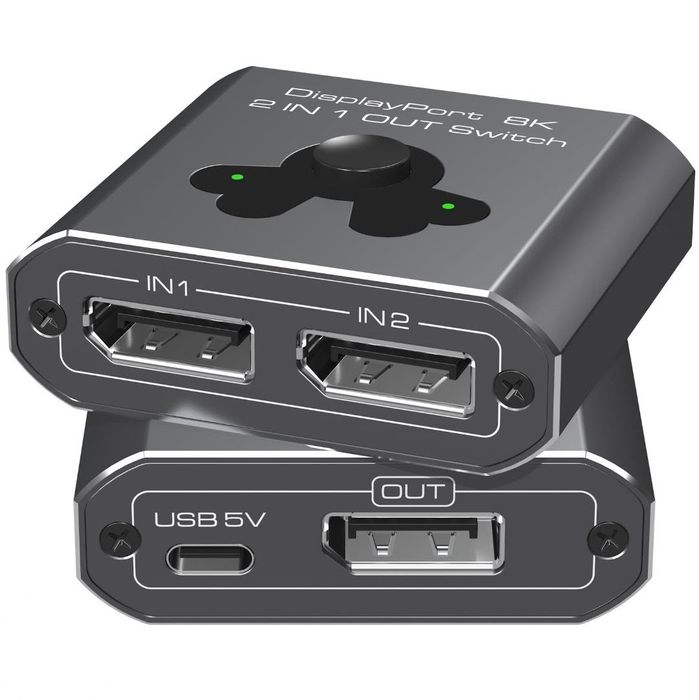 Przełącznik displayport 2 w 1 wyjście dp 8K60hz 4K144hz