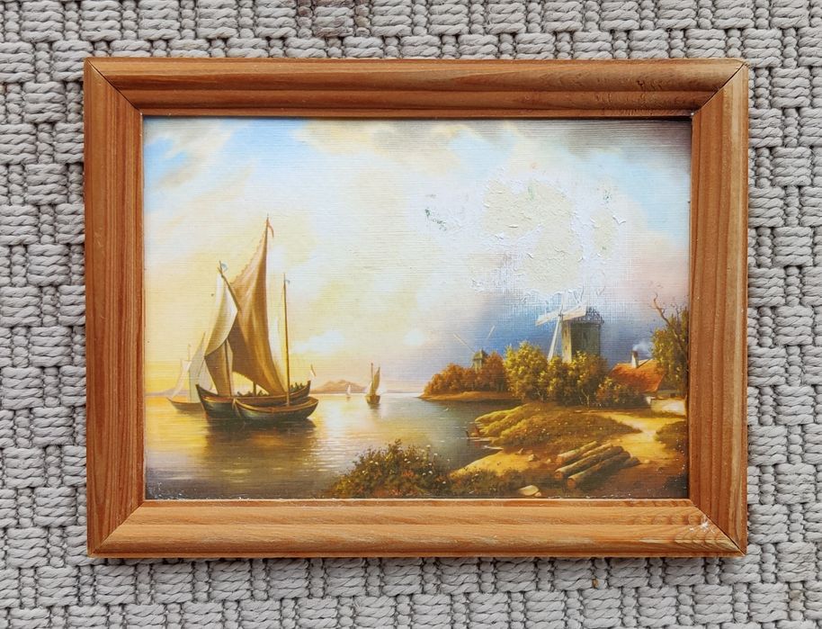 Zestaw obrazków Drewniane ramki 15x20 malowidła obrazki irys i morze