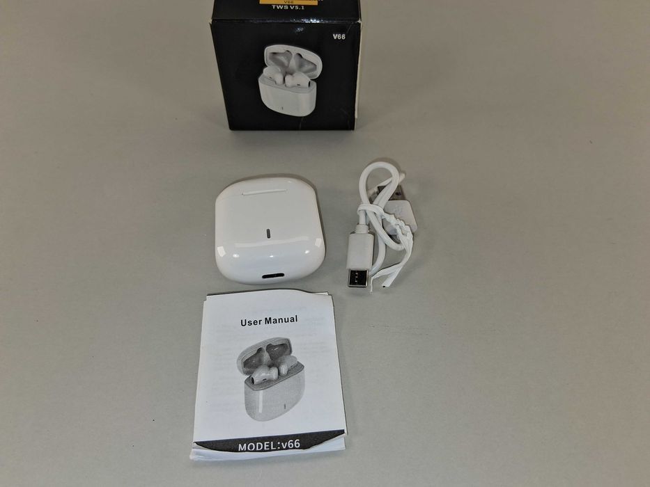 N113 Słuchawki Bezprzewodowe Douszne TWS V5.1 V66 Etui Powerbank