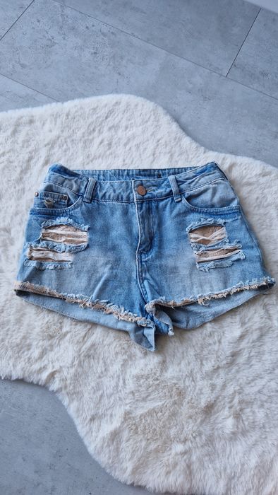 Spodenki jeansowe Tally Weijl – ripped, koronka, rozmiar S 36