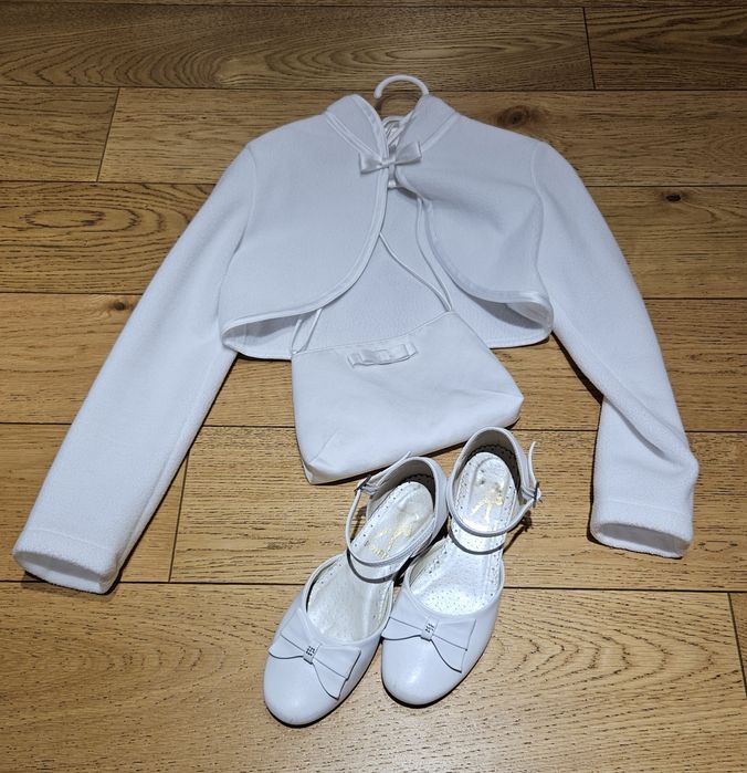 Sukienka komunijna bolerko buty torebka 140 - 145cm