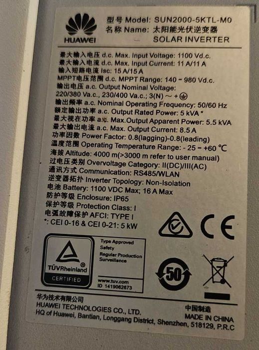 Falownik Huawei SUN2000‑5KTL‑M0 5kW + WiFi | 3‑fazowy