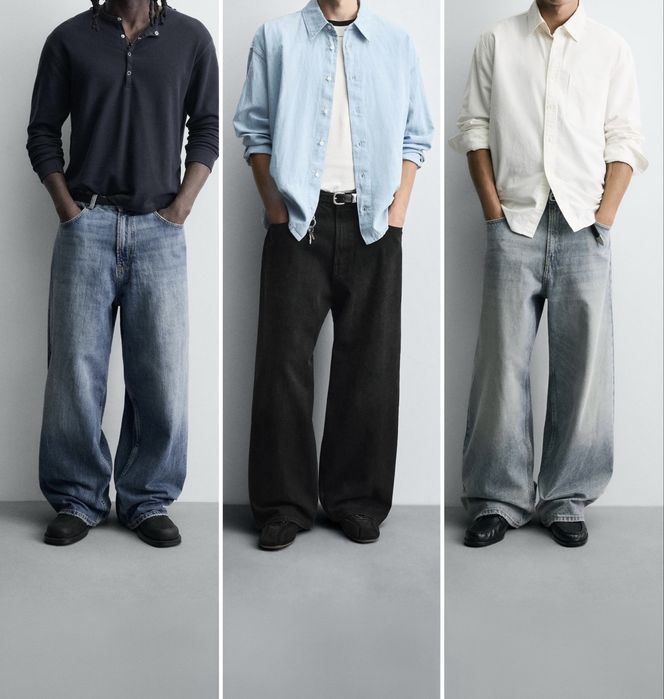 Широкі Джинси ZARA Baggy Fit Оригінал Широкие Джинсы Мужские Чорні Сині Черные Голубые