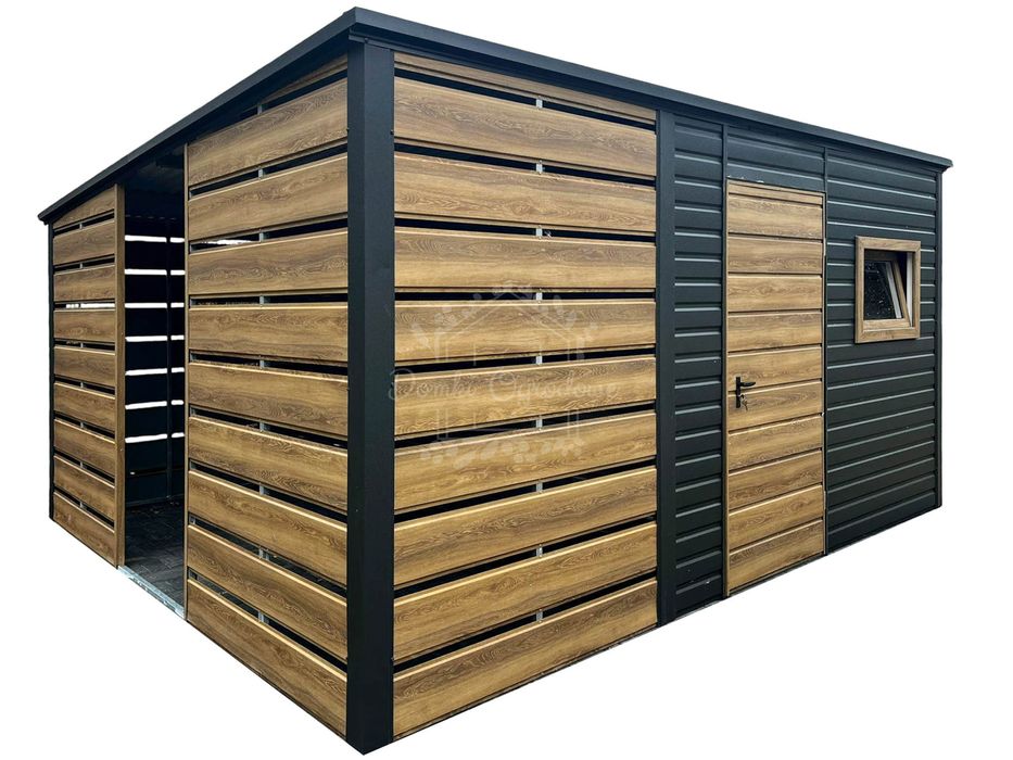 Schowek domek ogrodowy 2,3x3m  wiata okno  antracyt  winchester ID1127