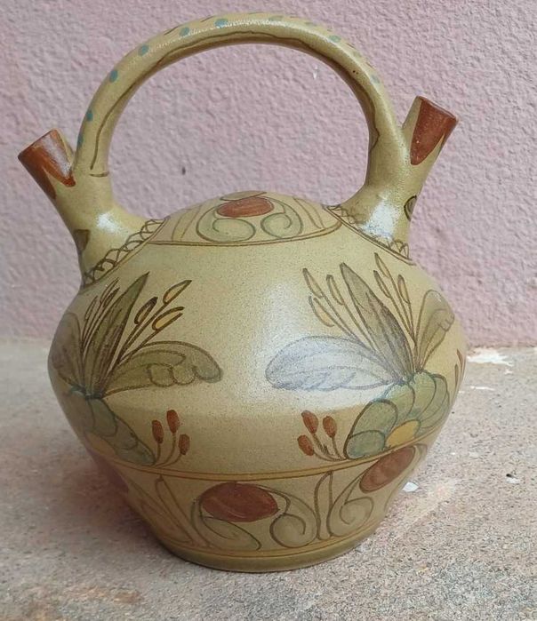 Bilha para água, com 2 bocas, cerâmica decorativa