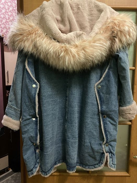 Джинсова парка …. Нова 48/50 , подовжена біла та рожева