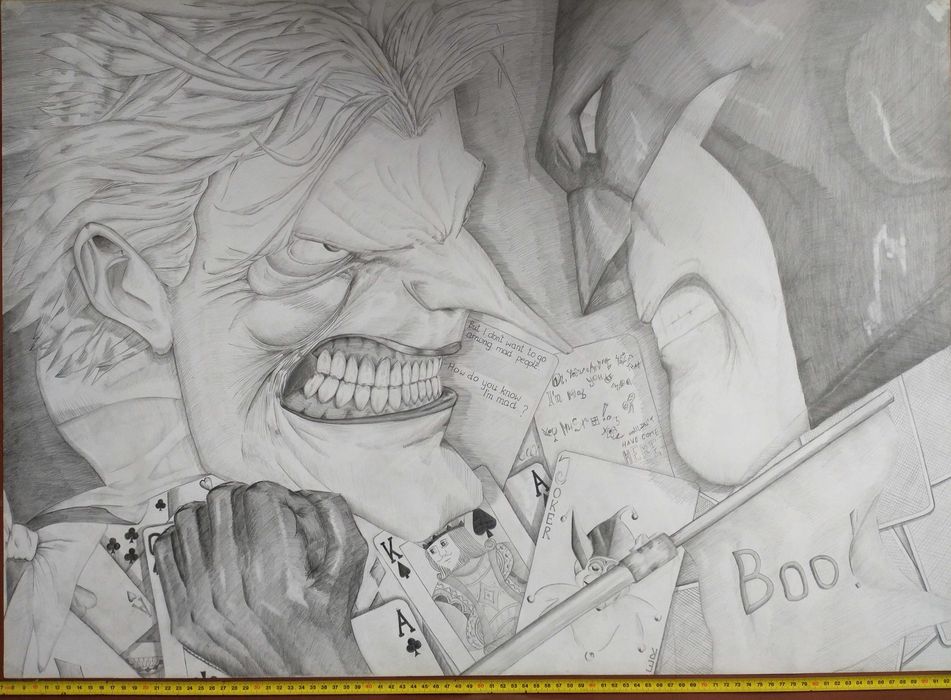 Obraz / Rysunek / Szkic ołówkiem - Batman vs Joker - A1 / 594 × 841 mm