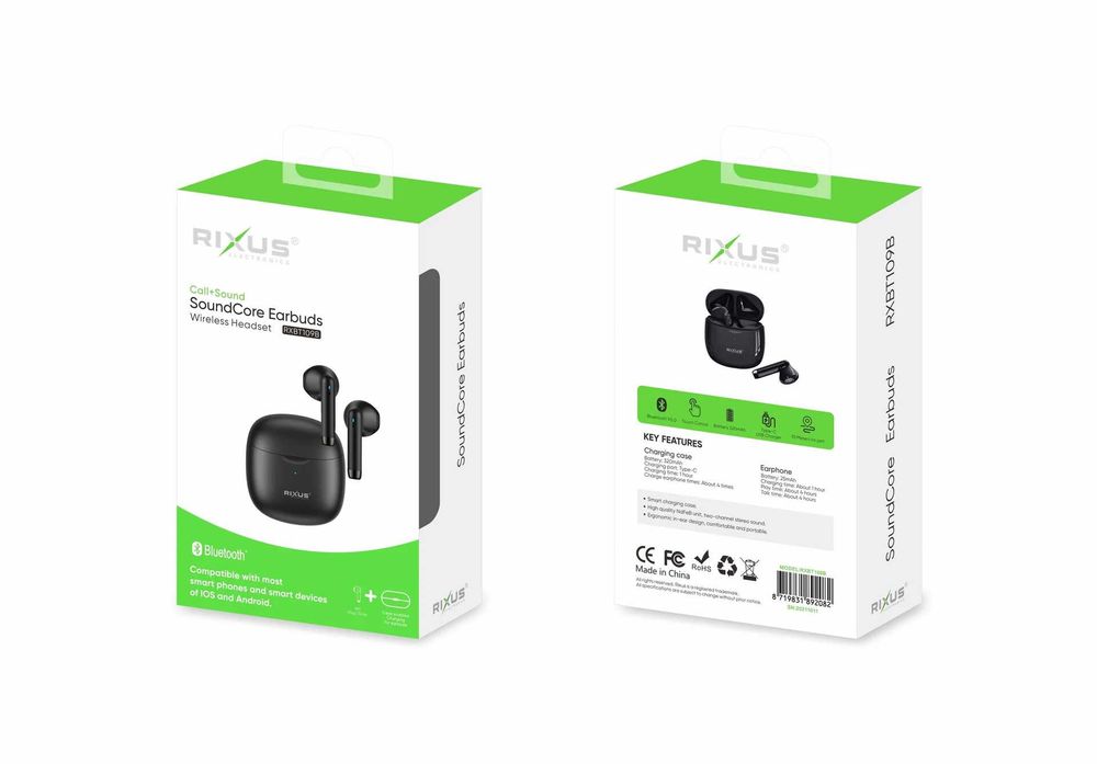 Auricular Bluetooth Rixus RXBT109B SoundCore preto