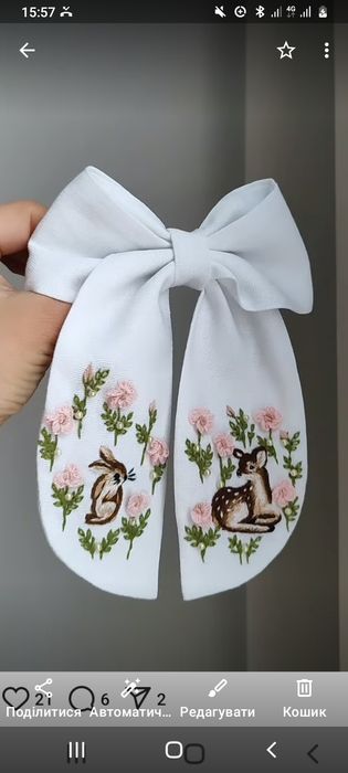 Бант льон ручная вишивка