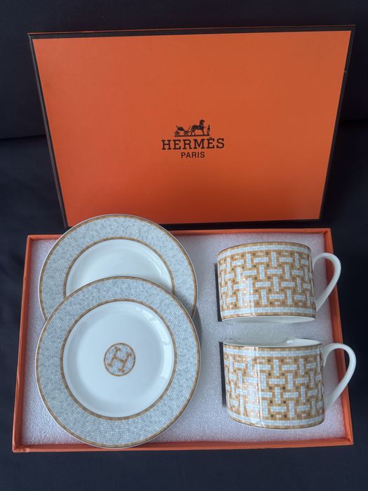 Zestaw Hermes filizanki spodek talerzyk