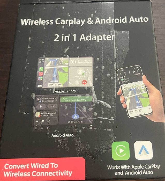 Bezprzewodowy adapter 2 w 1 CarPlay oraz Android Auto