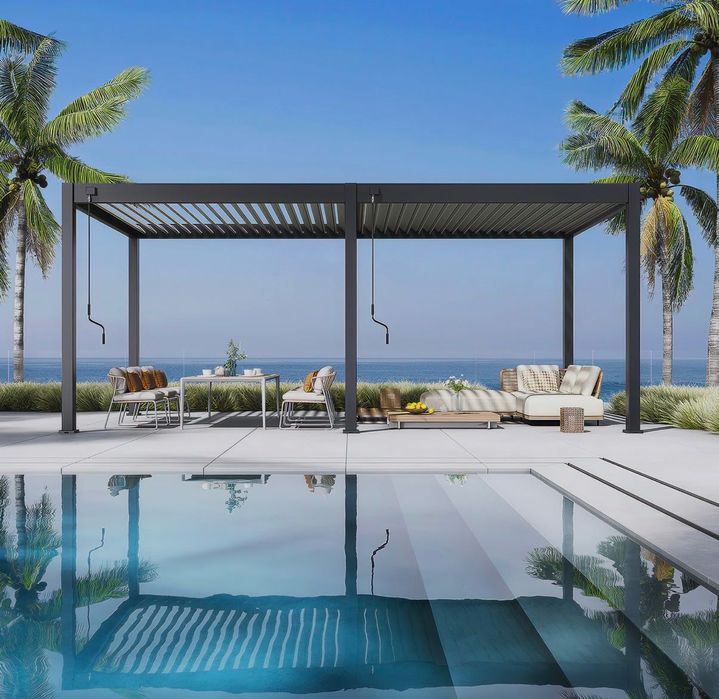 Pergola tarasowa ELEGANCE 3 × 6 m - antracyt/jasnoszary