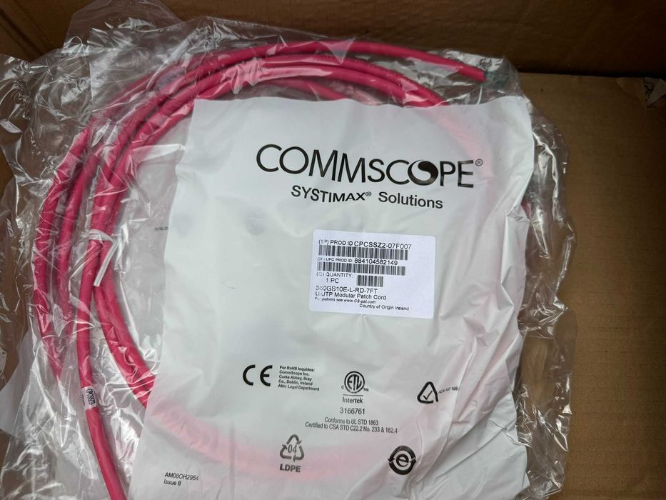 Kabel sieciowy patchcord CAT6A 10Gbit 2,1m czerwony CommScope - NOWY