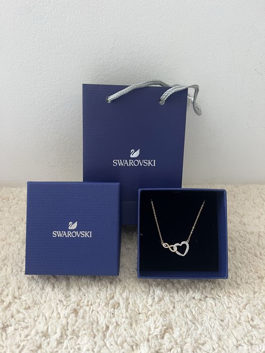 Swarovski Colar Dourado Coração & Infinito Cristais