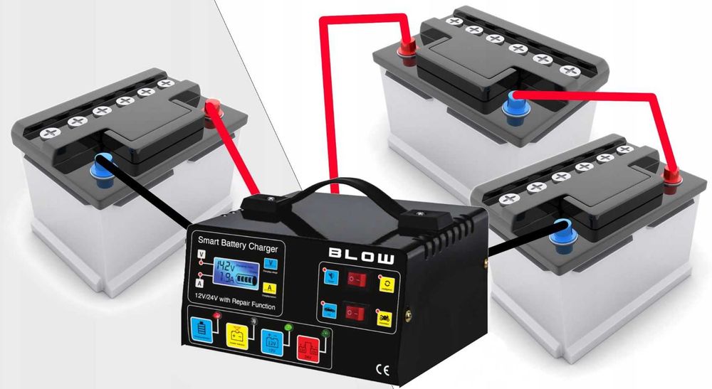 Prostownik Samochodowy Automatyczny Funkcja Napraw Akumulator 12V 24V