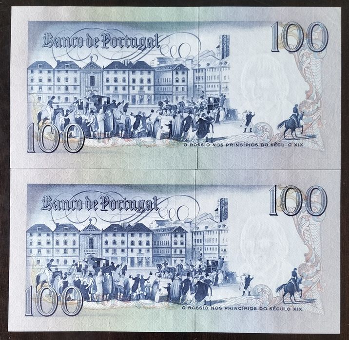 Lote 2 Notas 100$ 1980 Bocage Data mais Rara C/ Números Quase Seguidos