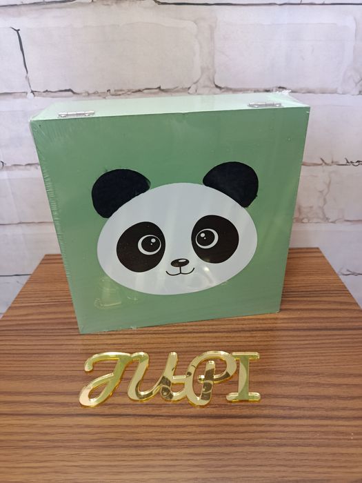 Pudełko dekoracyjne do przechowywania Panda 20x20x8 cm organizer MDF