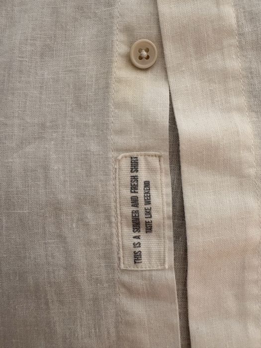 Camisa branca de homem em linho e algodao [S]