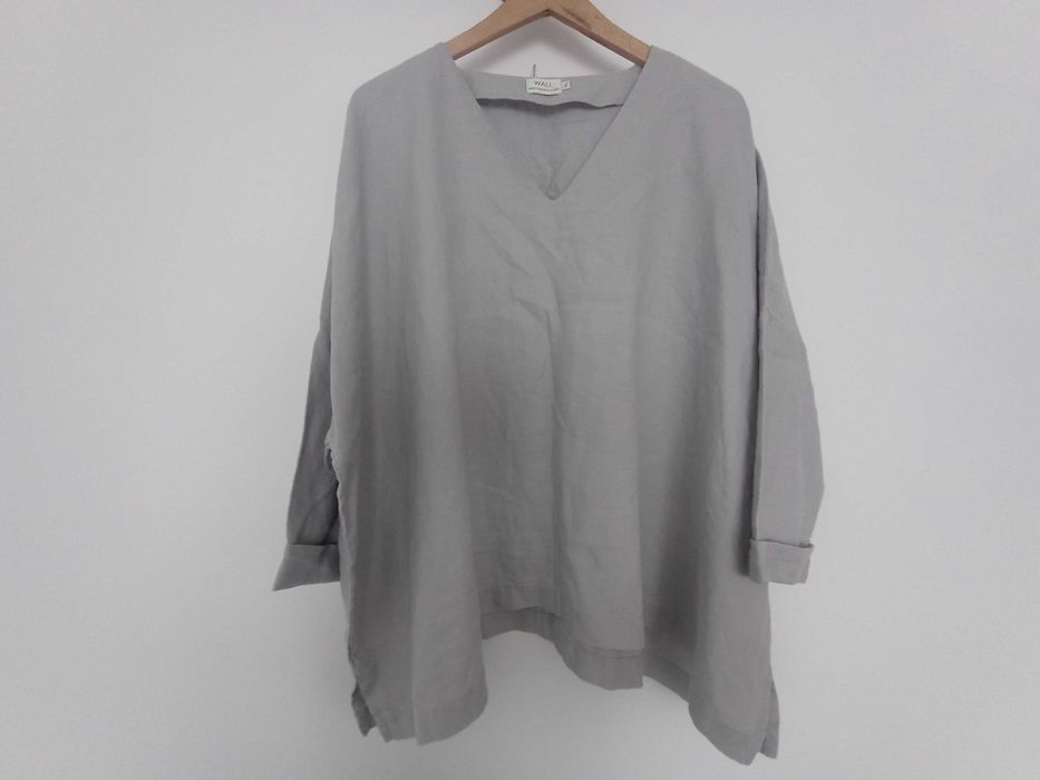 nowa bluzka elegancka LEN szara oversize