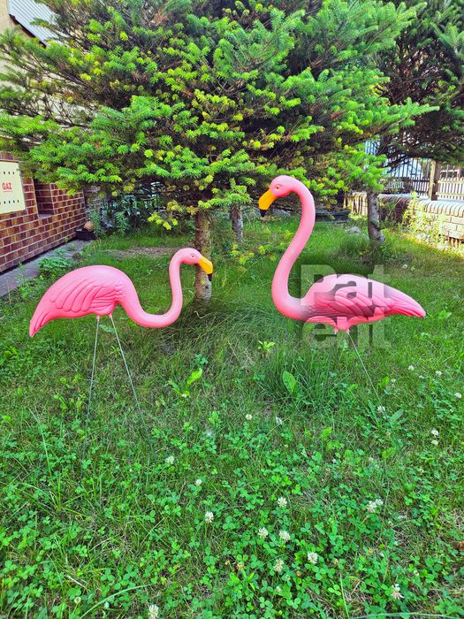 Flamingi 2 sztuki dekoracje figurki ozdoba różowe na działkę ogród