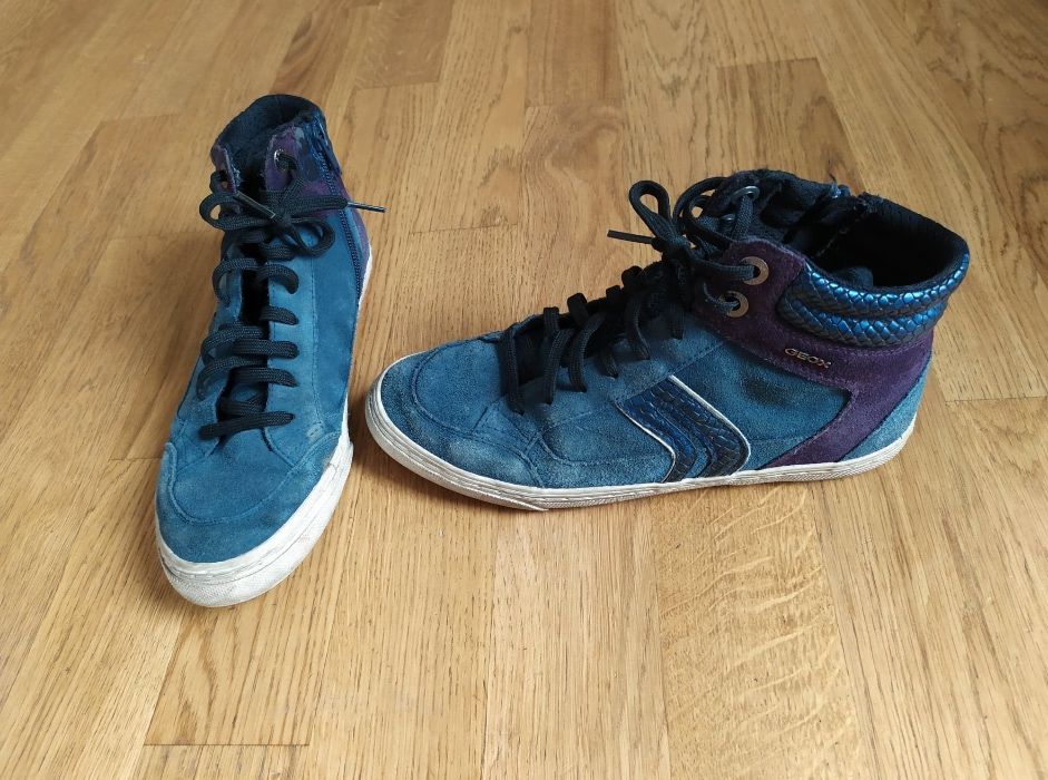 buty sneakersy Geox Respira skorzane granatowo-fioletowe 37/ 38