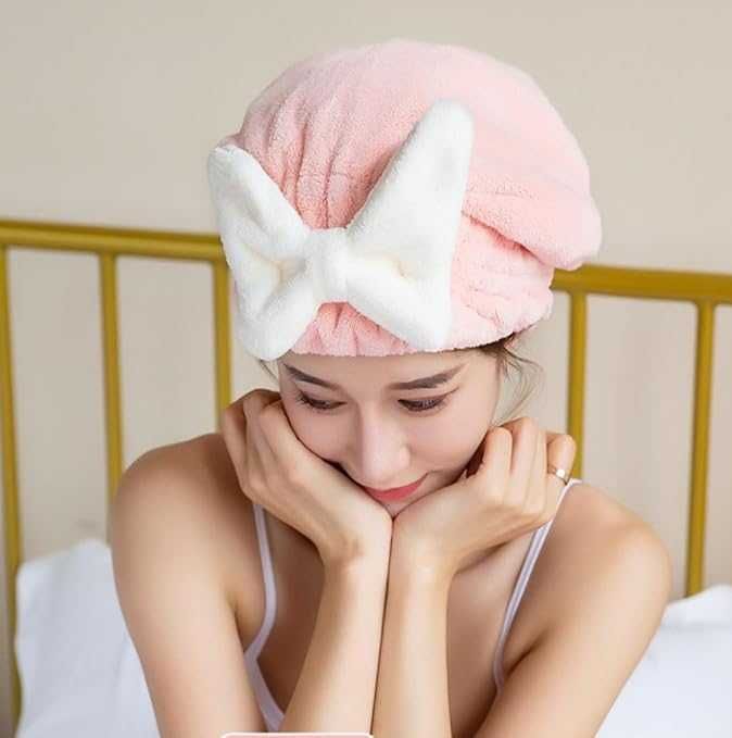 Chłonny ręcznik czepek turban do suszenia włosów z mikrofibry gruby