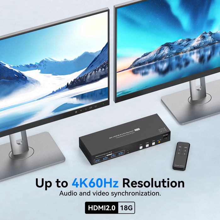 PVBCTCSID Przełącznik KVM 3 PC 2 Monitory HDMI 4K60Hz 2K120Hz