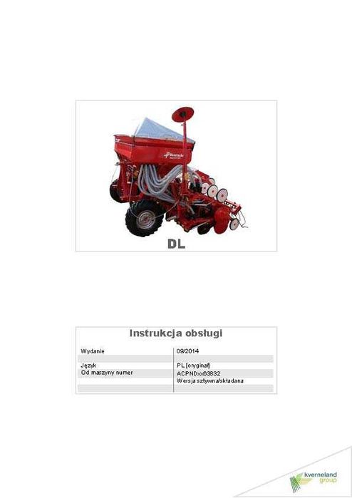 Instrukcja obsługi Kverneland Accord DL