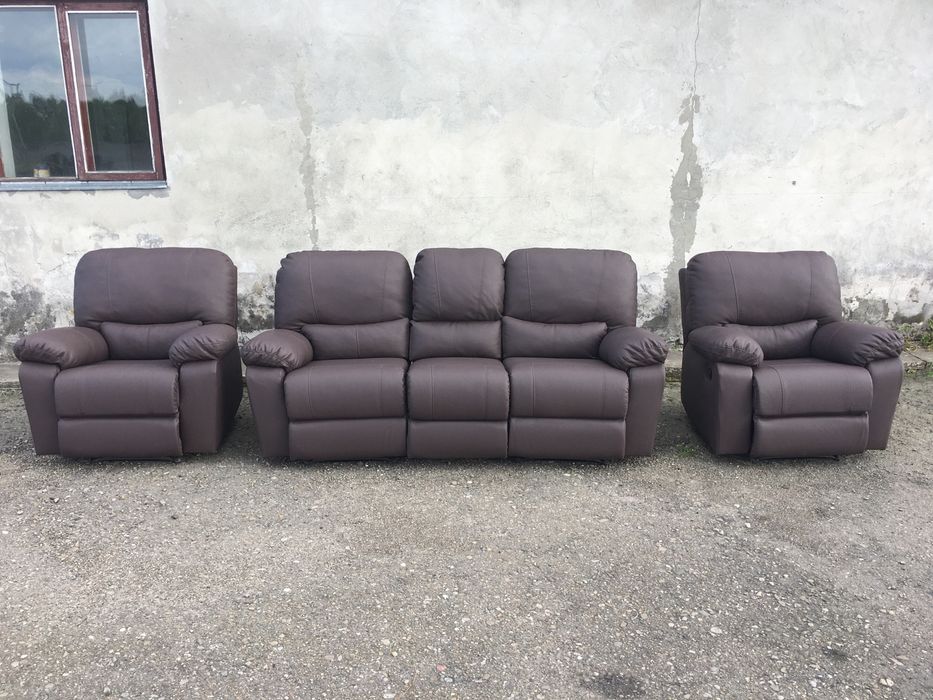 Комплект диван штучна шкіра екокожа, розкладний диван мягкі крісла