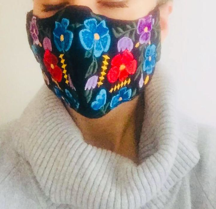 Maseczka ochronna ozdobna nowa handmade meksykanska