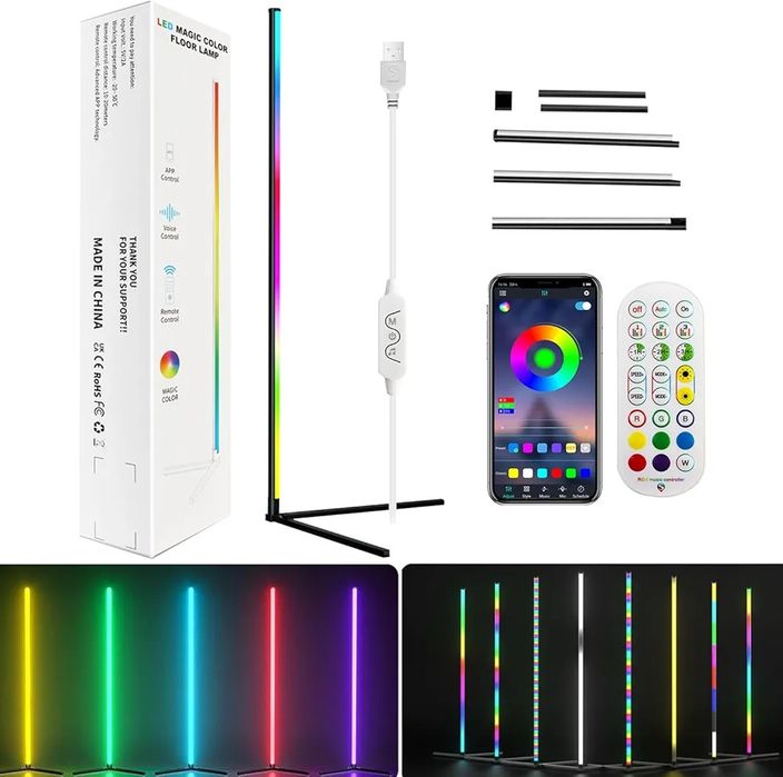 RGB Лампа кутова LED торшер Magic Color — Атмосферна підсвітка 165 см