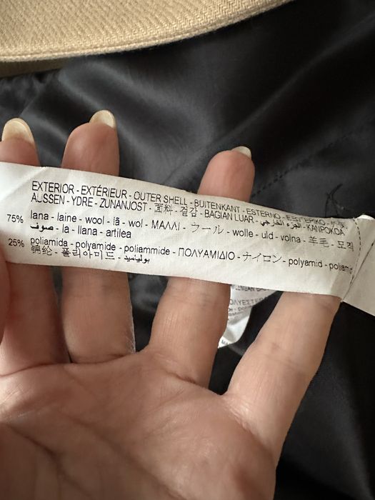 Вовняне пальто zara manteco двубортне приталене шерсть базове бежевий