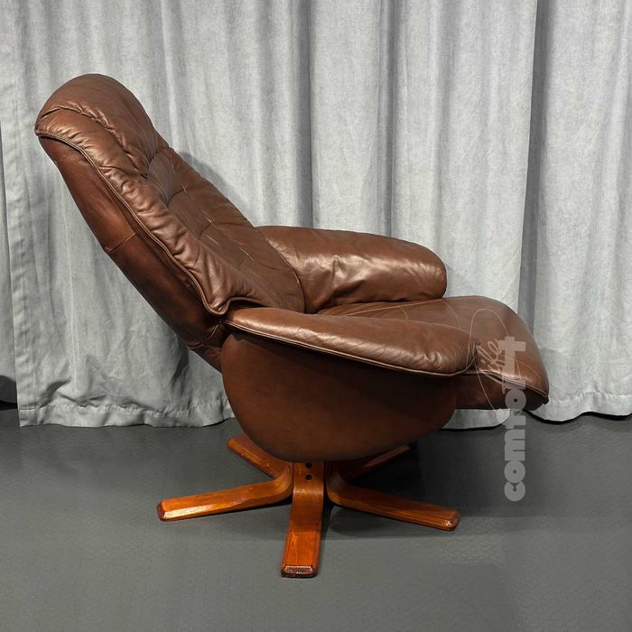 Коричневий шкіряний реклайнер/шкіряне крісло для відпочинку/ЛУЦЬК