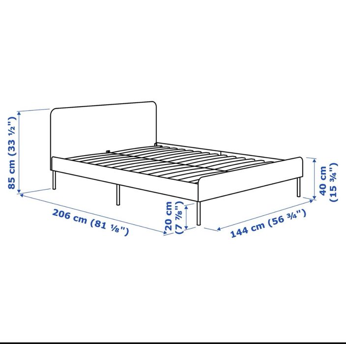 Estrutura de cama de casal, mais colchão 140cm x 200cm