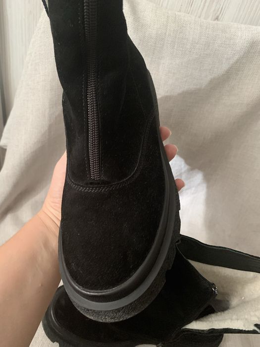 Зимові черевики, шкіра, замш