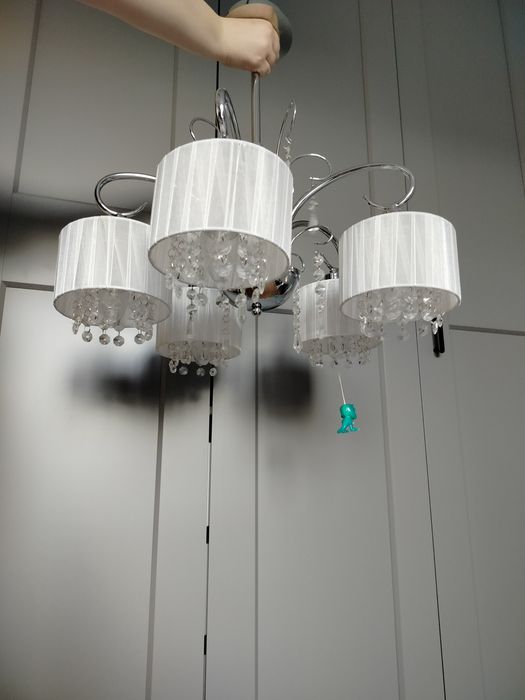 Lampa, żyrandol kryształy, Glamour 5 ramienna