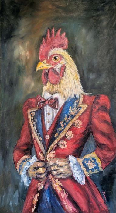 Quadro pintado a óleo, 90x50 cm