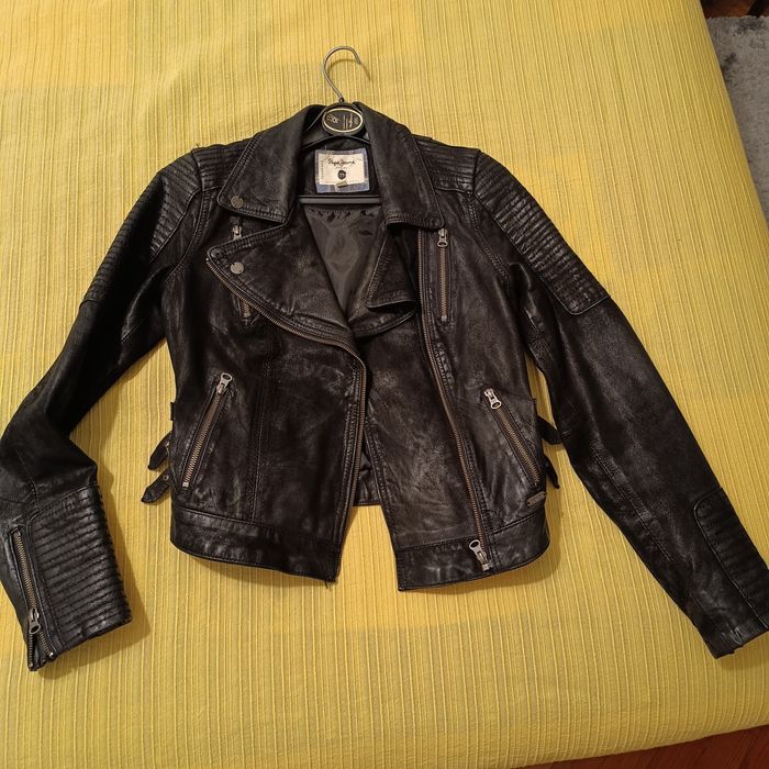 Blusão Senhora Pepe Jeans em pele preta tamanho S(36)