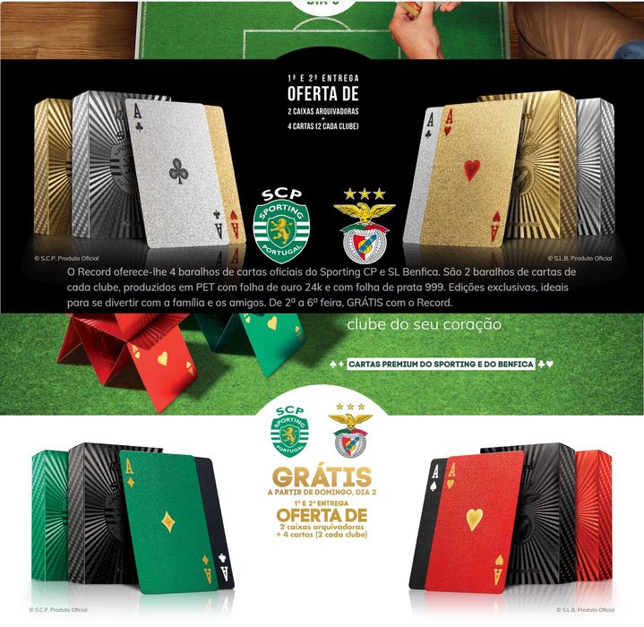 Coleção de cartas do Benfica e Sporting - Jornal Record 2019