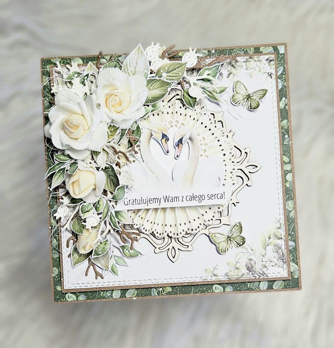 Kartka okolicznościowa z okazji ślubu. Pamiątka ślubna.  Handmade