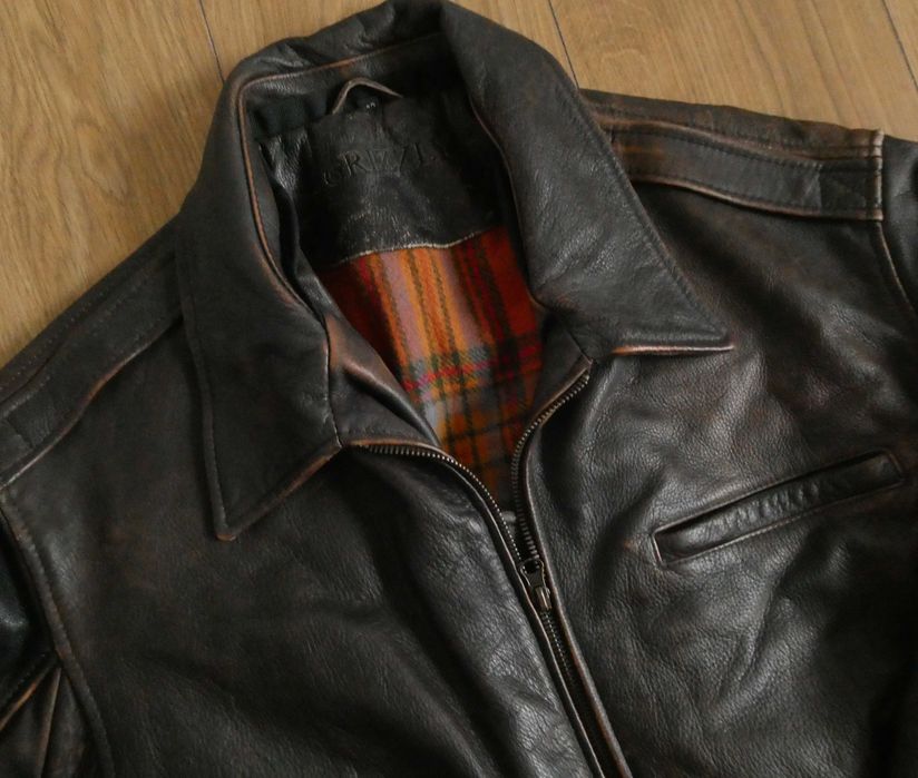 Kurtka skórzana męska GRIZZLY lotnicza SKÓRA pilotka AVIATOR M/L