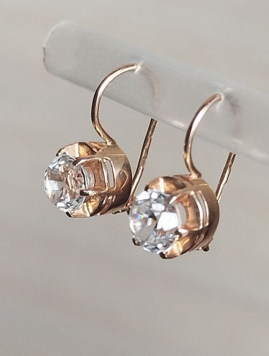 Золотые серьги с Горным Хрусталём СССР Золоті радянські сережки