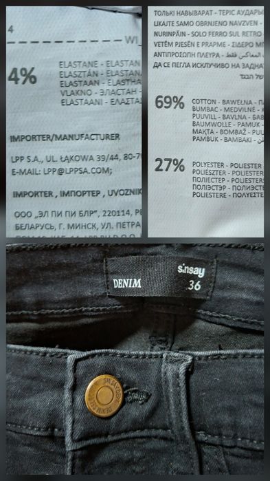 Czarne rurki Sinsay Skinny High Waist | Rozmiar 36 (S)