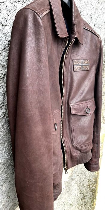 Casaco/Blusão de Cabedal/Pele Castanho Lion of Porsche NOVO