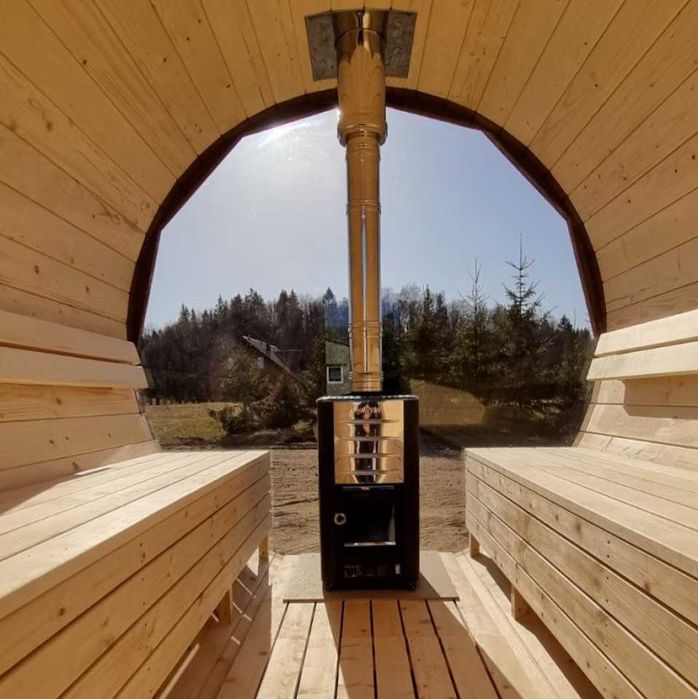Sauna ogrodowa z przeszkleniem przedniej ściany / Raty 0%