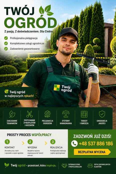 Ogrodnik Szczecin Stargard | Trawniki • Nawadnianie • Tarasy • Przycinanie