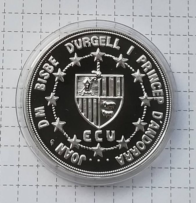 Андорра 10 дінерів 1991р. Митний союз ЄС. Carolus Magnus. СРІБЛО. ПРУФ