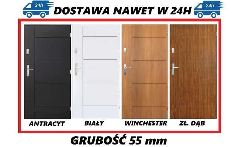 Drzwi zewnętrzne PEŁNE 80, 90 model "SWING" POLSKIE SZYBKA DOSTAWA