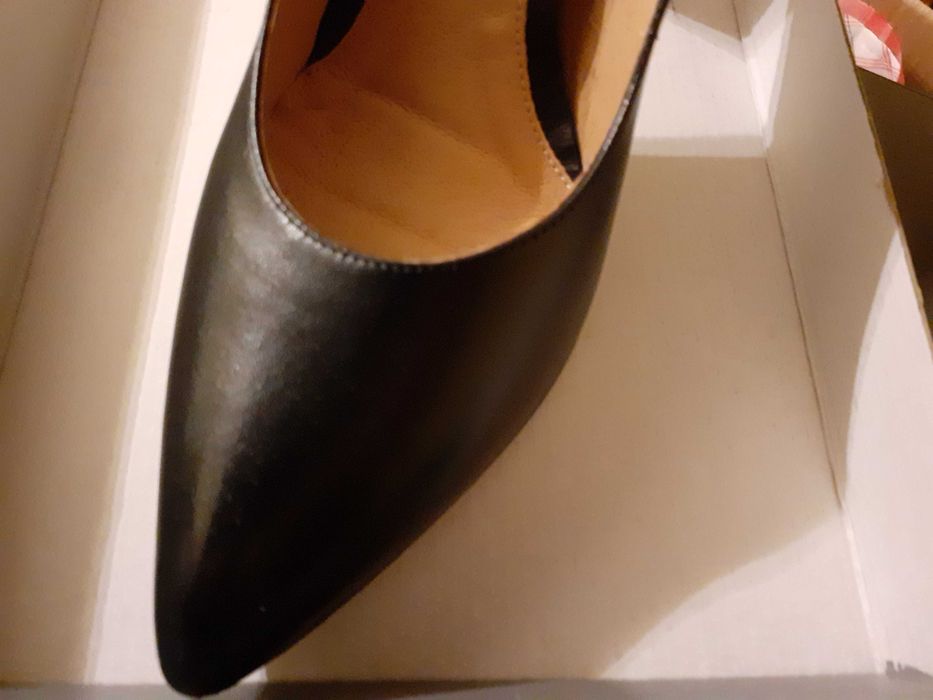 Czółenka 40 skórzane obcas 10 cm nowe Fabio Fabrizi czarny/navy blue