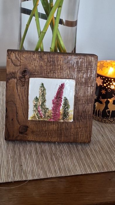 Obrazek na dębowej desce- rękodzieło